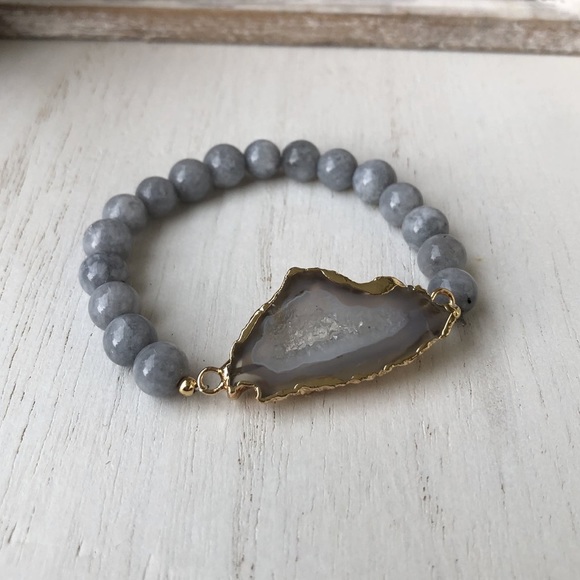 Natural Quartz Geode Bracelet - Picture 2 of 2
